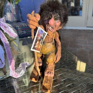 Whimsical Nyform Troll Skier with Ski Pole/Stick